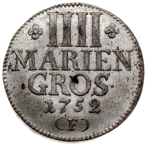 4 grosze maryjne (marien groschen), 1752 F, mennica Magdeburg