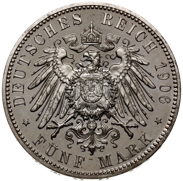 5 marek, 1906 J, mennica Hamburg