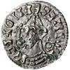 naśladownictwo denara typu Pointed Helmet, po 1024; Aw: Popiersie władcy w lewo, w hełmie, przed n..