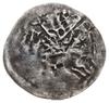 denar jednostronny, 1236-1248; Postać na koniu, w prawo, trzymająca proporzec, wokół trzy gwiazdy;..