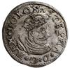 trojak 1580, Olkusz; Aw: Mała głowa króla w kronie i zbroi w prawo, bez obwódki między królem a ot..