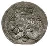 denar 1582, Wilno; Aw: Tarcze herbowe z Orłem i 