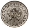 50 groszy 1949; Warszawa; nominał 50, wklęsły napis PRÓBA na rewersie; Parchimowicz P209f;  miedzi..