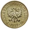 50 groszy 1957, Warszawa; nominał 50, wklęsły napis PRÓBA na rewersie; Parchimowicz P210b;  mosiąd..