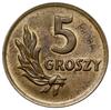 5 groszy 1949, Warszawa; nominał 5, wklęsły napi