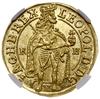 dukat, 1692 K-B, mennica Krzemnica; Aw: Pomiędzy literami K - B, postać króla stojącego w prawo,  ..
