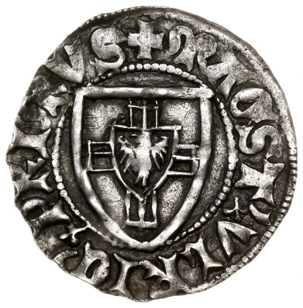 Szeląg, 1409–1410, mennica Gdańsk; Aw: Tarcza wi