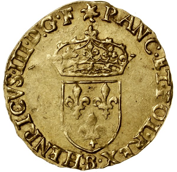 Écu d’or au soleil, 1578 B, mennica Rouen; Aw: U