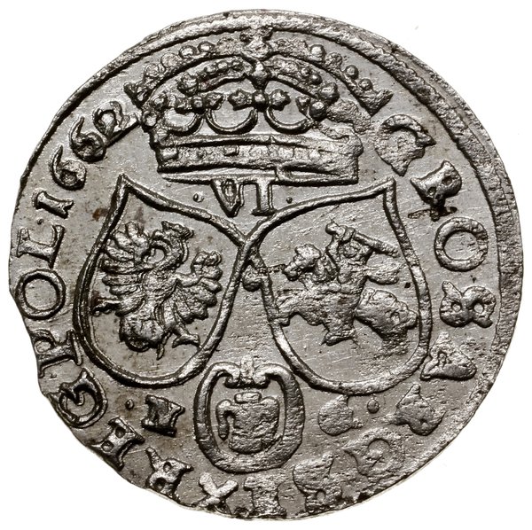 Szóstak, 1662 NG, mennica Poznań; wariant bez ob