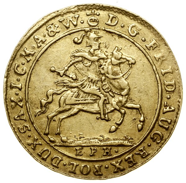 Dukat, 1712 EPH, Lipsk; Aw: Król na koniu w praw