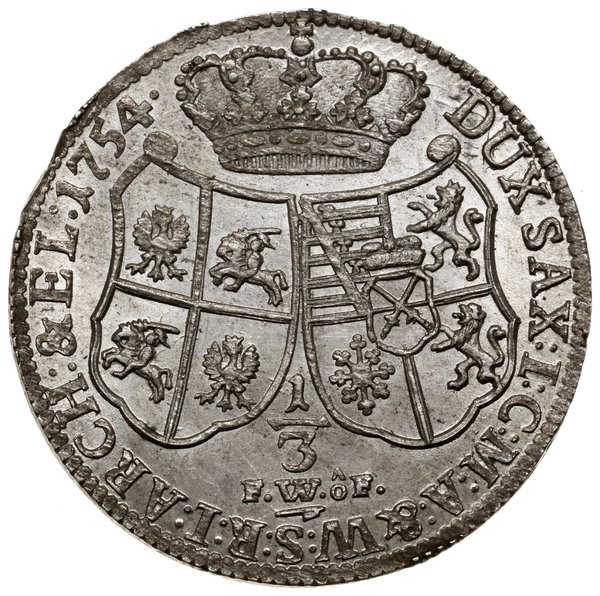 1/3 talara (1/2 guldena), 1754 FWôF, Drezno