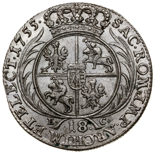 Ort, 1755 EC, Lipsk; małe popiersie króla, obie 