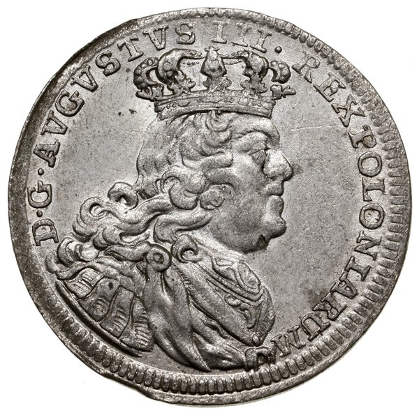 Szóstak, 1754 EC, Lipsk; wąskie popiersie króla 