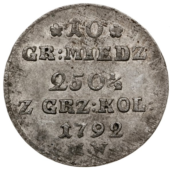 10 groszy miedziane, 1792 MW, Warszawa