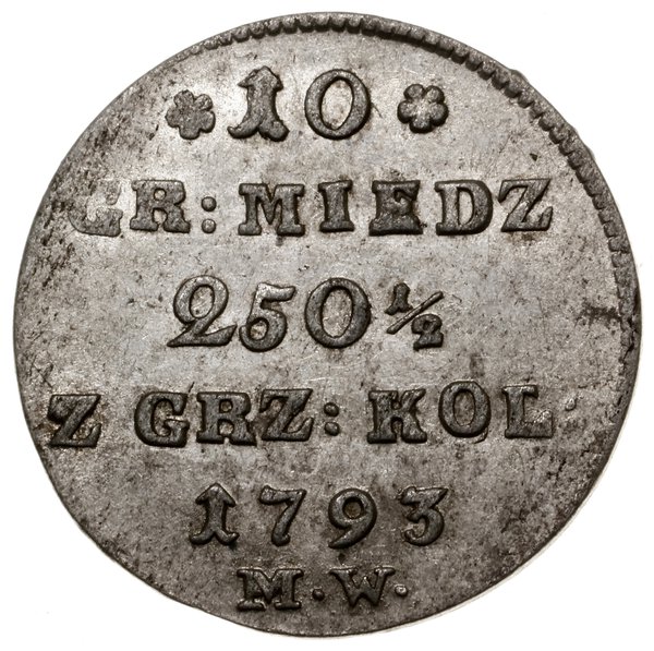 10 groszy miedziane, 1793 MW, Warszawa