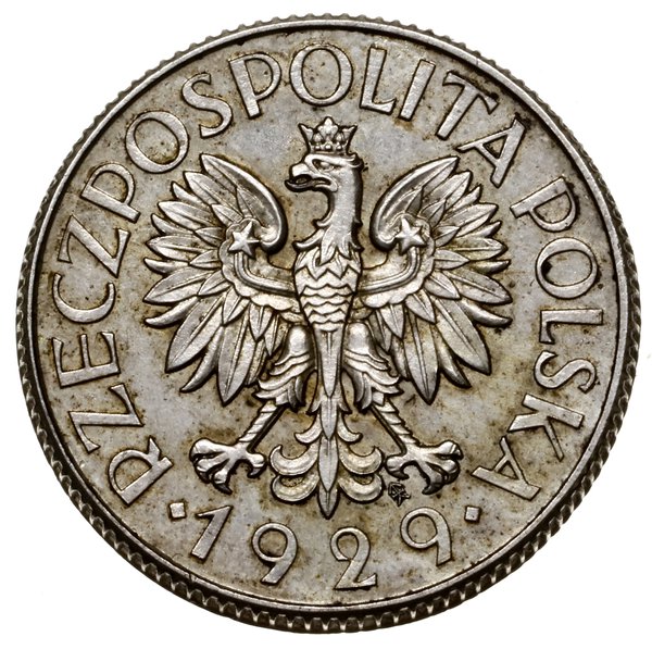 1 złoty, 1929, Warszawa; nominał w liściastym or