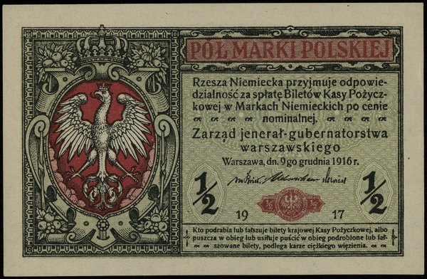 1/2 marki polskiej, 9.12.1916; „jenerał”, seria 