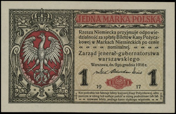 1 marka polska, 9.12.1916; „jenerał”, seria A, n