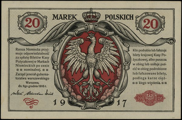 20 marek polskich, 9.12.1916; „jenerał”, seria A