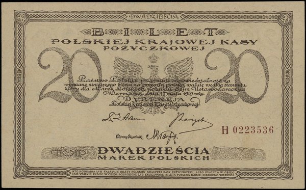 20 marek polskich, 17.05.1919; seria H, numeracj