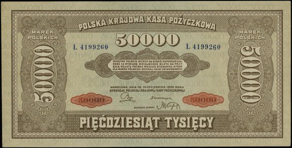 50.000 marek polskich, 10.10.1922; seria L, nume