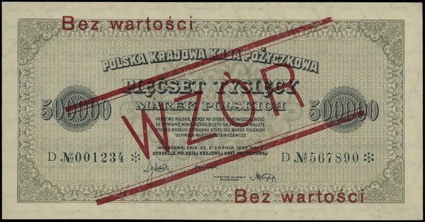 500.000 marek polskich, 30.08.1923; seria D, num
