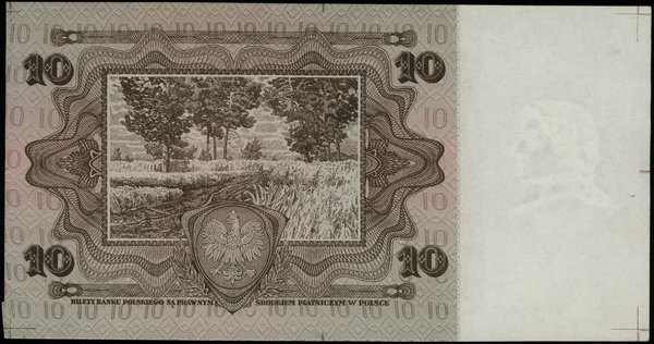 Brązowa próba kolorystyczna banknotu 10 złotych emisji 2.01.1928