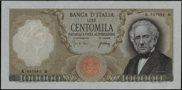100.000 lirów, 1967 (3.07.1967); seria K – H, nu