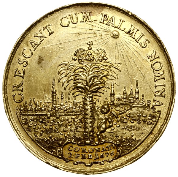 Medal na pamiątkę koronacji pary królewskiej, 1676, autorstwa Jana Höhna młodszego, Gdańsk