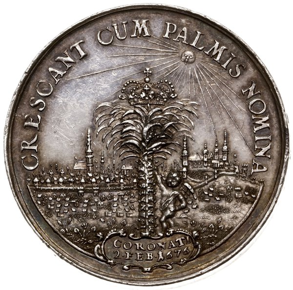 Medal na pamiątkę koronacji pary królewskiej, 1676, autorstwa Jana Höhna młodszego, Gdańsk