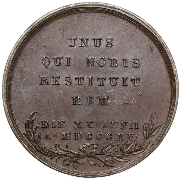 Medal na pamiątkę utworzenia Królestwa Polskiego, 1815, projektu Karola Baerenda, Warszawa