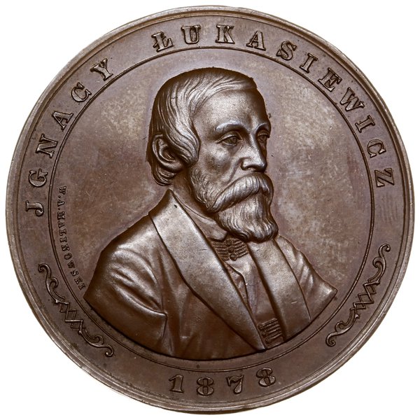 Medal na pamiątkę 25. rocznicy narodzin przemysłu naftowego, 1878, projektu Artura W. Malinowskiego, Monachium