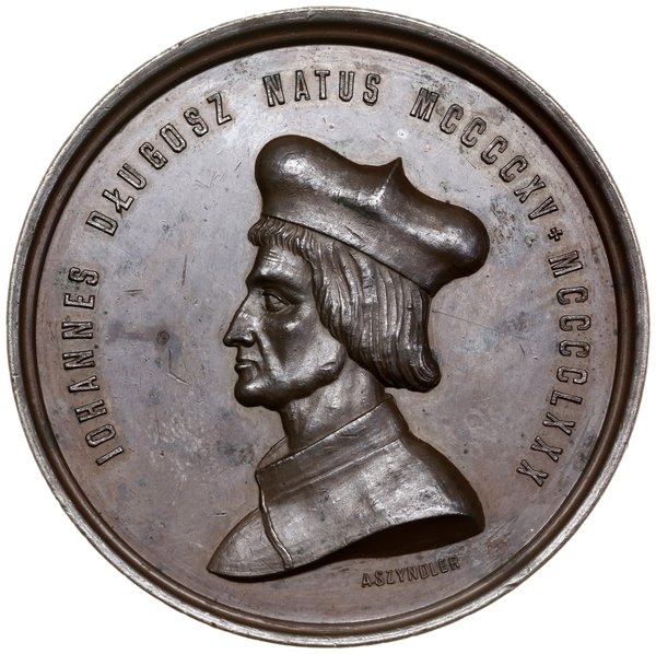Medal na pamiątkę 400. rocznicy śmierci Jana Długosza, 1880, projektu Augusta lub Aleksandra Szyndlera, Kraków