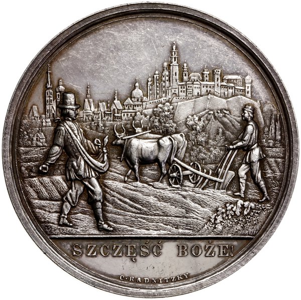 Medal pamiątkowy Towarzystwa Gospodarczo-Rolniczego w Krakowie, projektu Karla Radnitzky’ego, Wiedeń