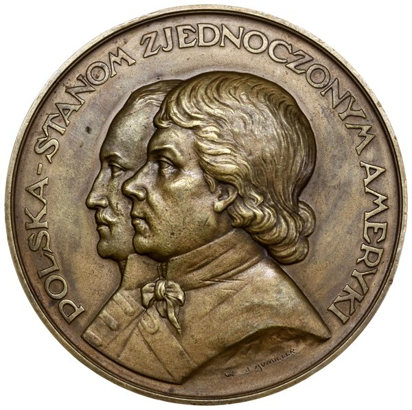 Medal Polska w hołdzie Stanom Zjednoczonym, 1926, projektu Józefa Aumillera, Warszawa