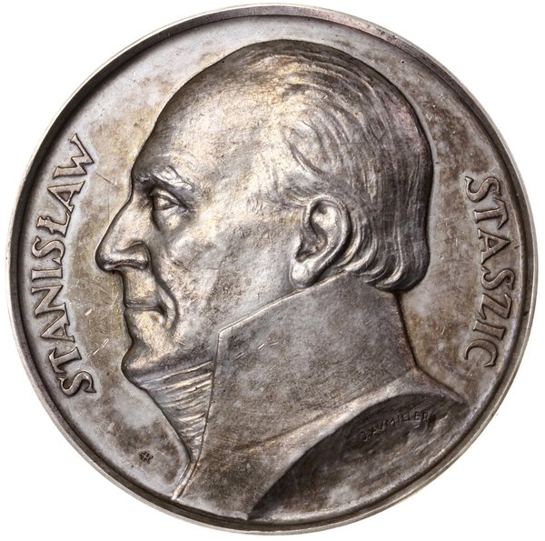 Medal na pamiątkę setnej rocznicy śmierci Stanisława Staszica, 1926, projektu Józefa Aumillera, Warszawa