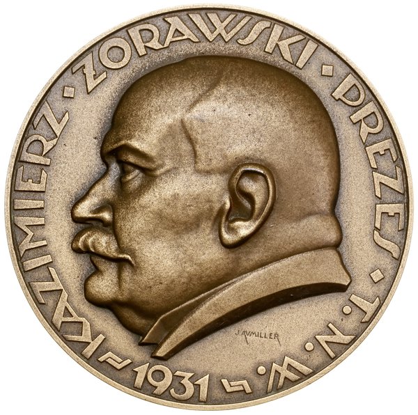 Medal na pamiątkę odbudowy Pałacu Staszica, 1931, projektu Józefa Aumillera, Warszawa