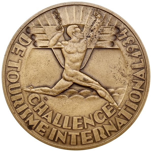 Medal na pamiątkę Międzynarodowych Zawodów Samolotów Turystycznych Challenge, 1934, projektu Stanisława Repety, Warszawa