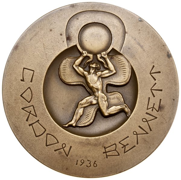 Medal na pamiątkę XXIV Pucharu Gordona Bennetta, 1936, projektu Stanisława Szukalskiego, Warszawa