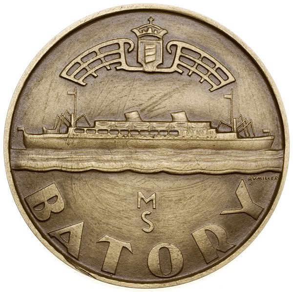 Medal na pamiątkę rozpoczęcia rejsów MS Batory, 1937, projektu Józefa Aumillera, Warszawa