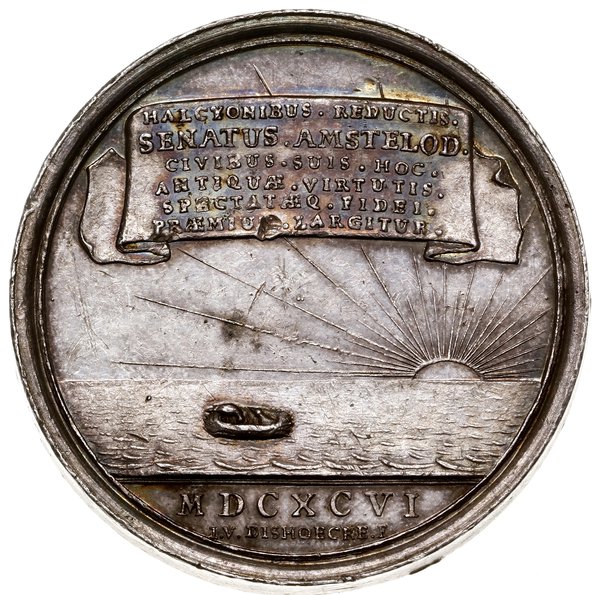 Medal upamiętniający bunt grabarzy, 1696, autorstwa Jakoba van Dishoeckego