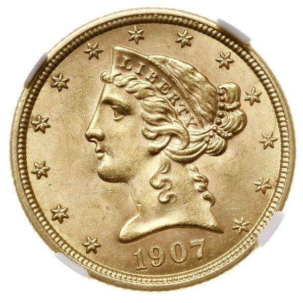 5 dolarów, 1907, mennica Filadelfia