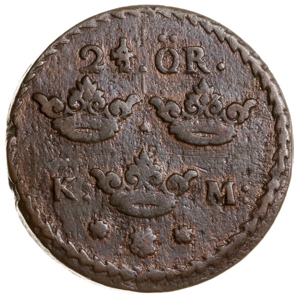 2 1/2 öre, 1661, mennica Avesta; odmiana z diame