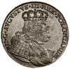 Ort, 1754, Lipsk; buldogowate popiersie króla z owalnym naramiennikiem, obie korony nieżeberkowane..