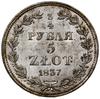 3/4 rubla = 5 złotych, 1837 MW, Warszawa; wąski ogon Orła z 9 piórami, po 5. gałązce laurowej 2 ja..