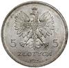 5 złotych, 1928, Bruksela; odmiana bez znaku mennicy za stopą Nike; Kop. 2933 (R), Parchimowicz 11..