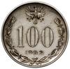 100 (marek), 1922, Warszawa; Józef Piłsudski; Parchimowicz P166e; srebro 8.96 g; efektowna próbna ..