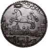3 talary, 1664, mennica Clausthal; Aw: Koń skaczący nad zabudowaniami i szybem kopalnianym, z chmu..