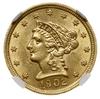 2 1/2 dolara, 1902, mennica Filadelfia; typ Liberty head with coronet; Fr. 114, KM 72; złoto próby..