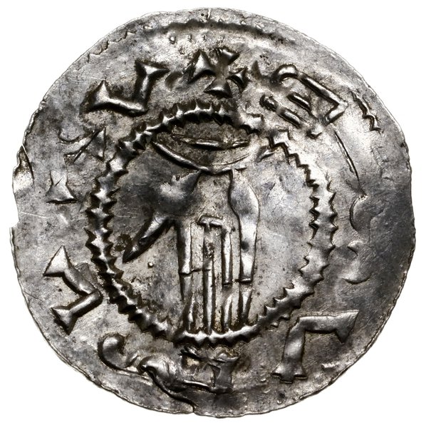 Denar, 1028–1034, mennica Ołomuniec; Aw: Dłoń op